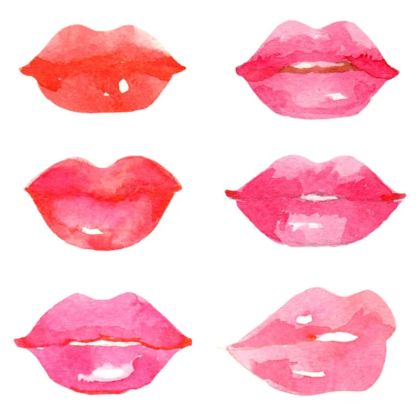 Roze Aquarel Lippen Aquarel Illustratie — Stockfoto
