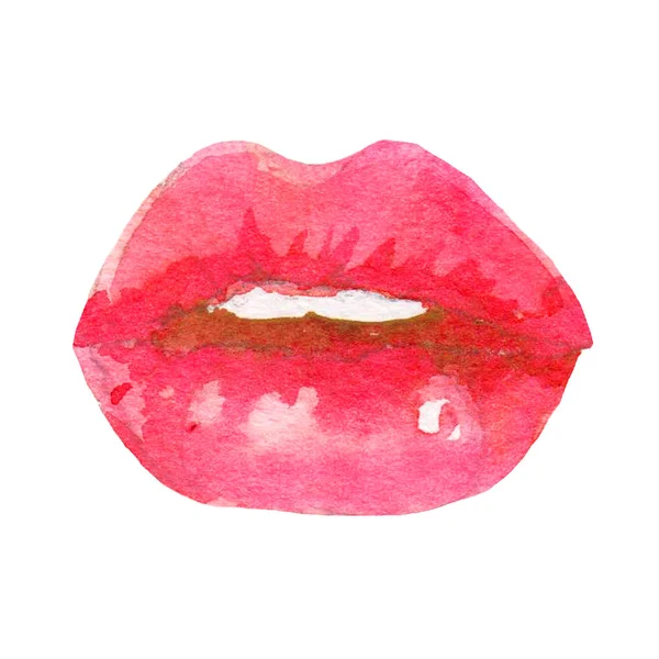 Różowe Usta Akwarela Akwarela Ilustracja — Zdjęcie stockowe