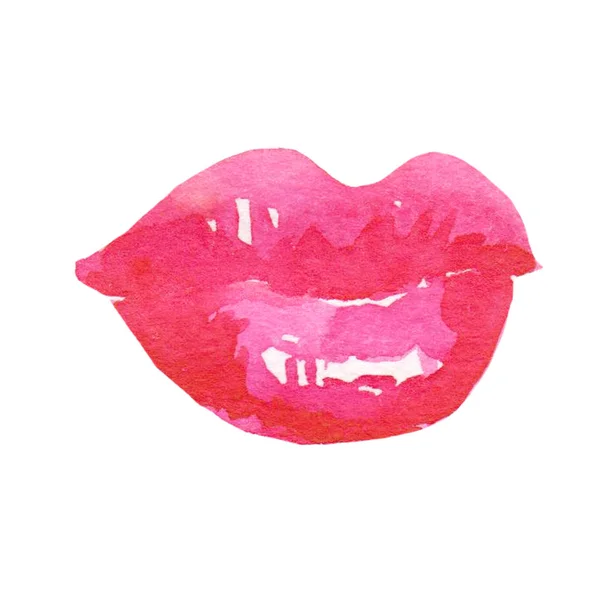 Rosa Aquarell Lippen Aquarell Illustration — Stockfoto