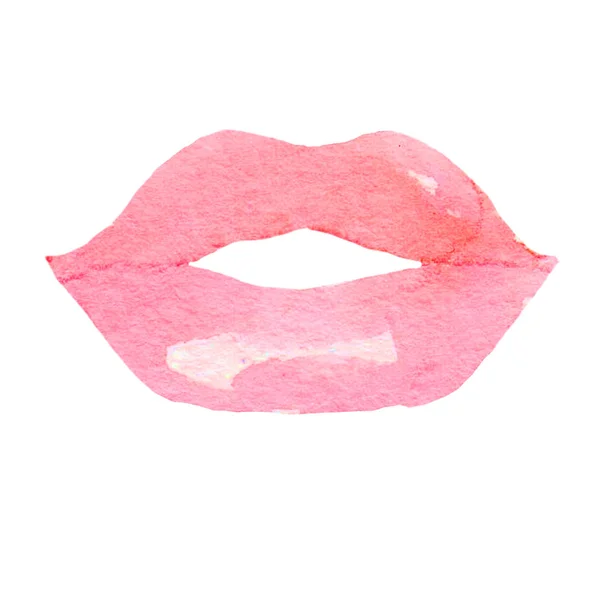 Roze Aquarel Lippen Aquarel Illustratie — Stockfoto