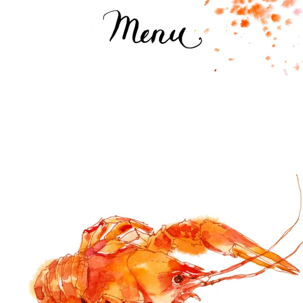 红龙虾 小龙虾水彩插图素描在白色背景下分离 — 图库照片