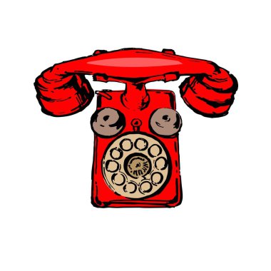 Kırmızı vintage telefon illüstrasyon