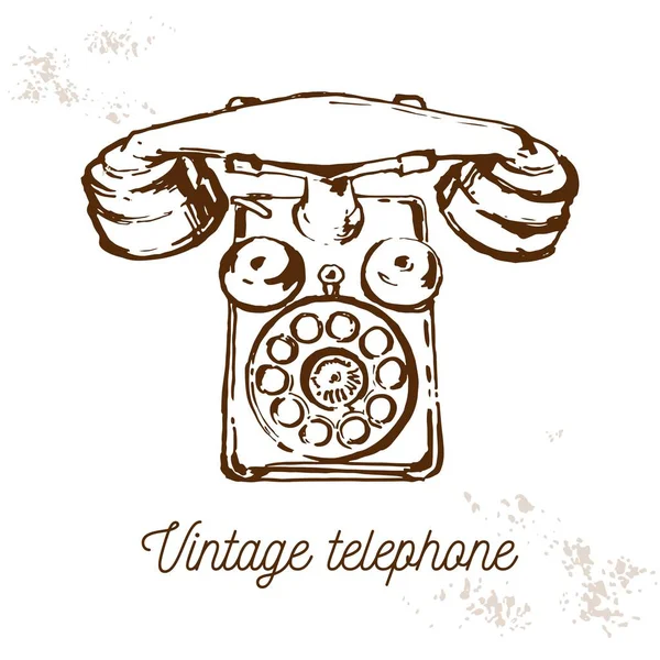Vintage Telephone Ink Drawn Illustration — Stock Vector
