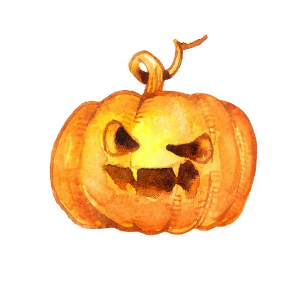 Calabaza Naranja Brillante Aislada Sobre Fondo Blanco Símbolo Halloween Festivo — Foto de Stock