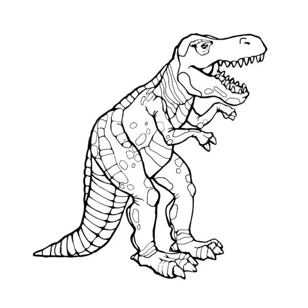 Dinosaur cartoon black and white vector illustration. Hand drawn line ...