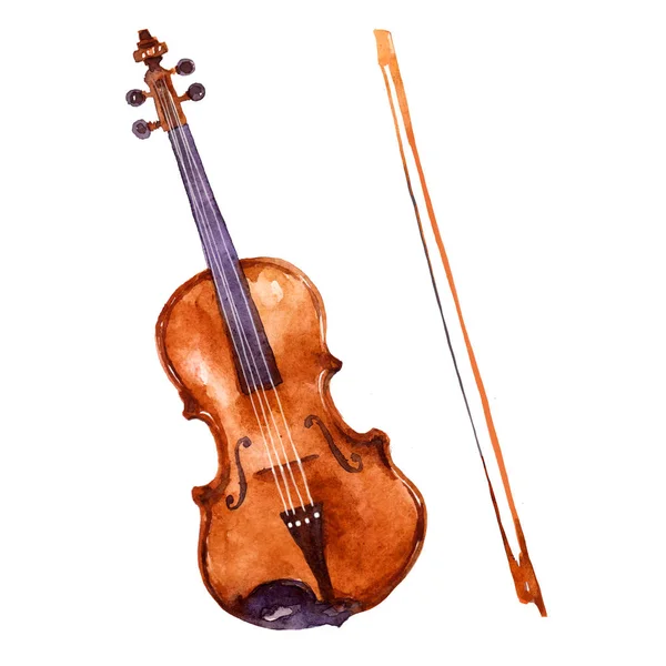 Violine Music Instrument Watercolor Illustration White Background — Stock Photo, Image