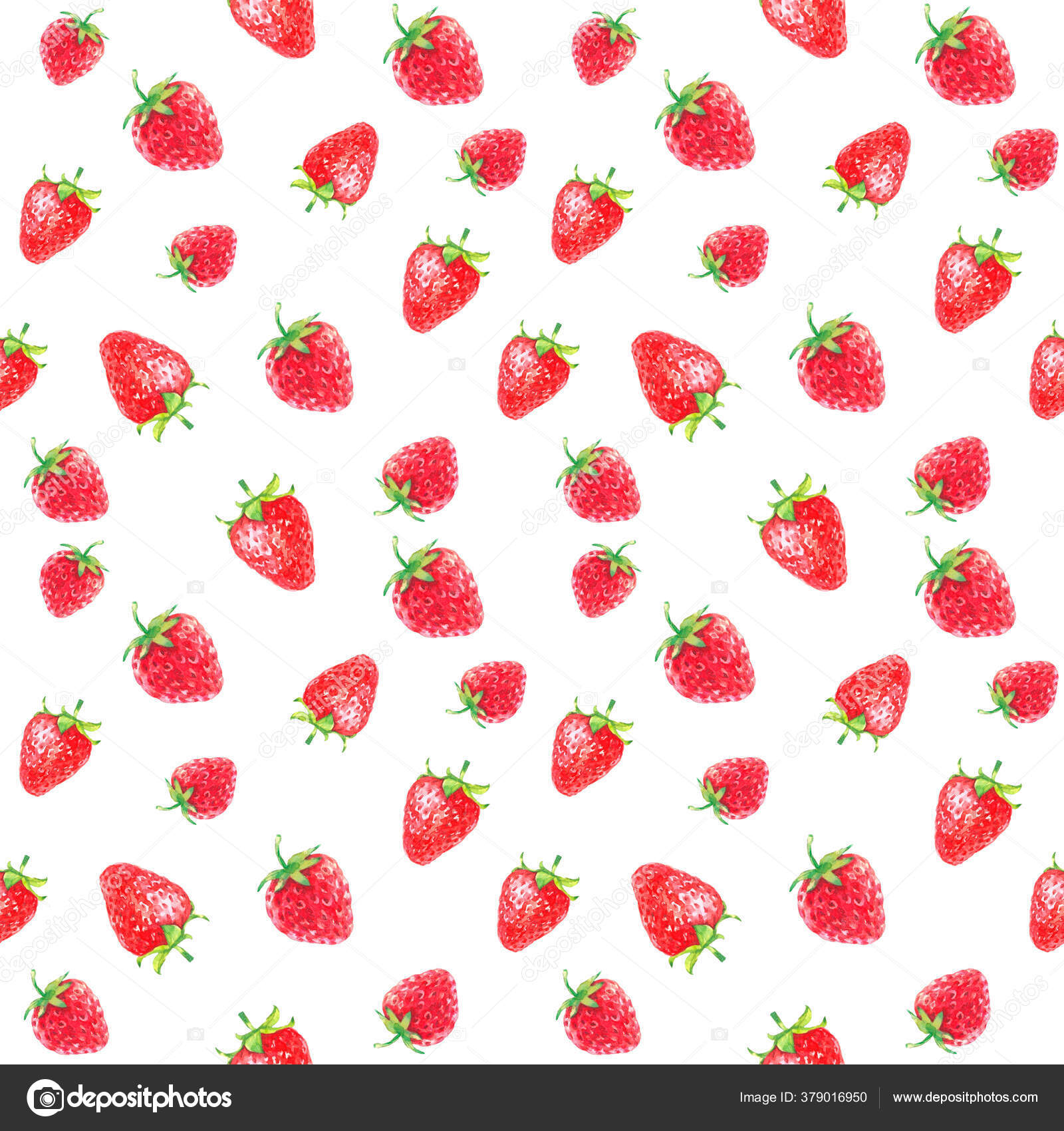 Watercolor red berries seamless pattern on white background. Fresh summer fruits  print. Strawberries, cherry, rasberry. …