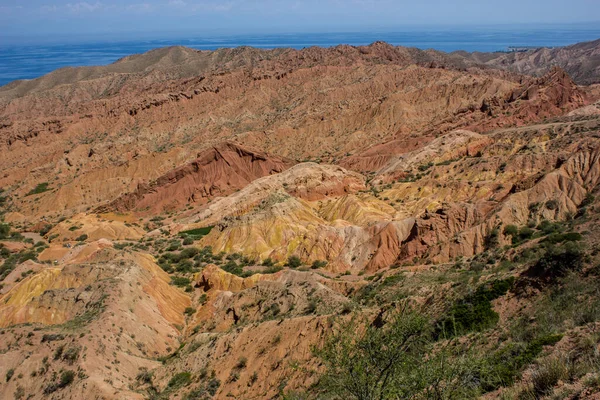 Κόκκινο Φαράγγι Τοπίο Κοιλάδα Όμορφο Ηλιόλουστο Τοπίο Άμμο Βράχια Και — Φωτογραφία Αρχείου
