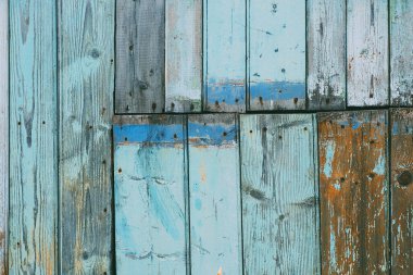 Eski mavi boyanmış ahşap fayanslar, antika tahtalar. Pürüzlü ahşap paneller, doku arka planı. 