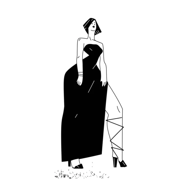 Magnifique Mannequin Dans Une Robe Longue Luxe Femme Élégante Posant — Photo