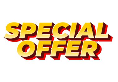 Dikkat çekmek için tasarlanmış canlı sarı ve kırmızı renk şeması ile özel teklif kelimelerini içeren cesur metin grafiği.