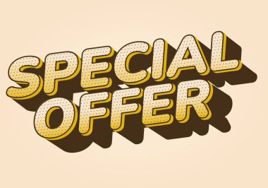 Açık bej arkaplan üzerine kurulu, koyu renkli, oyuncu tipografi ile özel teklif kelimelerini içeren grafik tasarımı.