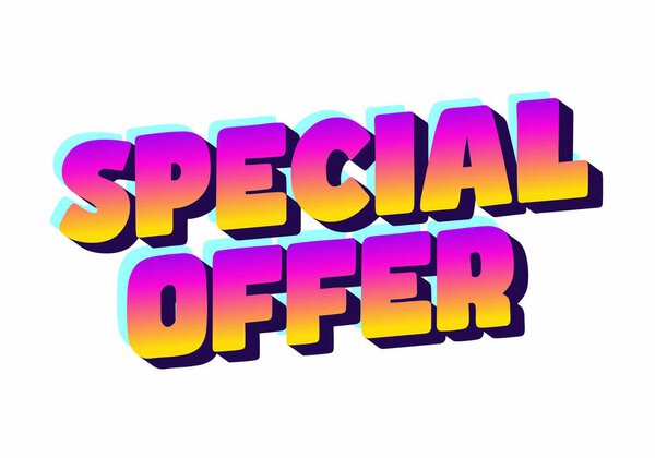 Красочная текстовая графика со словами Специальное предложение в жирном 3D стиле с эффектом градиента