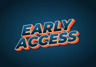 Koyu mavi arkaplana karşı modern bir tasarım ile Erken Erişim okuyan cesur ve renkli bir metin grafiği.