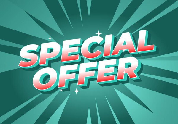 Яркий графический дизайн с текстом СПЕЦИАЛЬНОЕ ПРЕДЛОЖЕНИЕ жирными, стилизованными буквами с лопнувшим фоном.