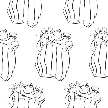 Çizgili bir paketin simgelerini, çeşitli şekillerde balkabaklarını, çizim tarzında yaprakları, sonbahar tasarımları, ambalajları ya da tekstil için gösteren desenler.