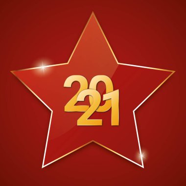 2021 Kırmızı zemin üzerinde Mutlu yıllar yıldız afişi