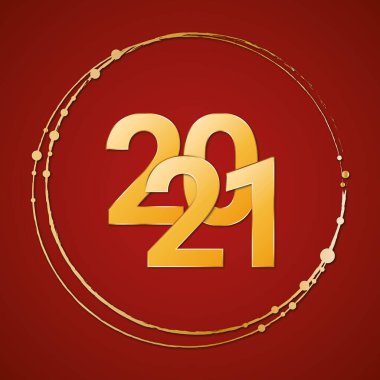 2021 Kırmızı zemin üzerinde Mutlu Yıllar afişi
