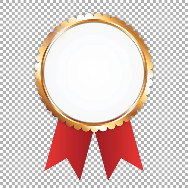 Şeffaf Arkaplanda Altın Çerçeveli Kurdeleli Beyaz Ödül Pankartı — Stok Vektör
