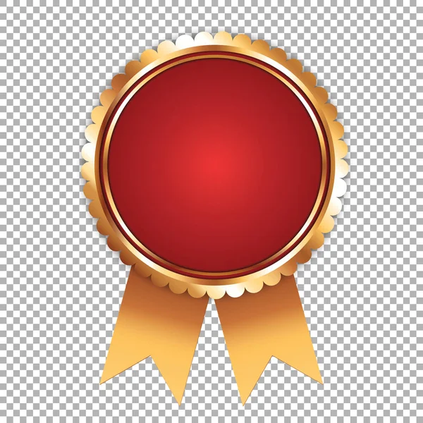 Şeffaf Arkaplanda Altın Çerçeveli Kırmızı Ödül Pankartı Kurdelesi — Stok Vektör