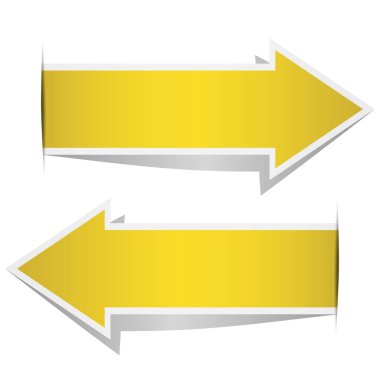 Beyaz arkaplanda sarı ok pankartı