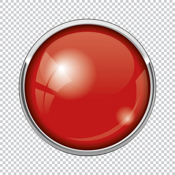 Roter Runder Knopf Isoliert Auf Transparentem Hintergrund — Stockvektor