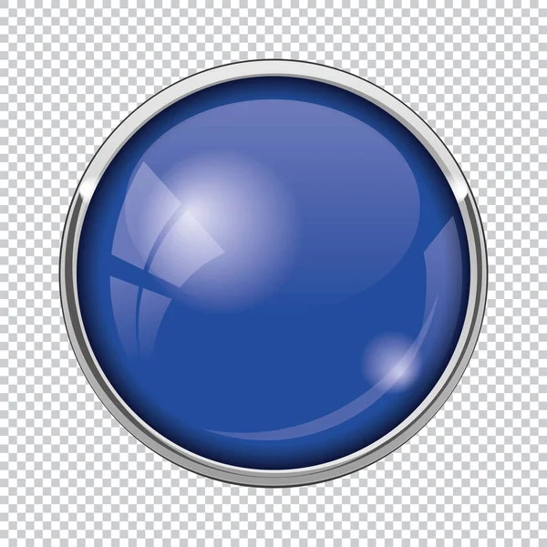 Blauer Runder Knopf Isoliert Auf Transparentem Hintergrund — Stockvektor