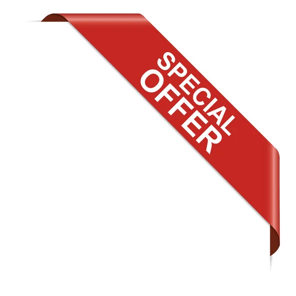 Special Offer Red Corner Ribbon Banner White Background — Stock Vector