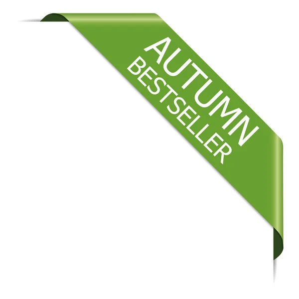 Herbstbestseller Banner Mit Grünem Eckband Auf Weißem Hintergrund — Stockvektor