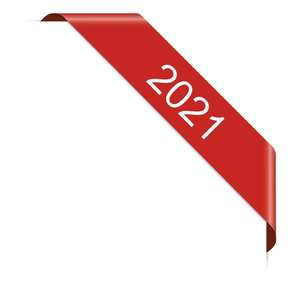 2021年新年 红角带横幅 — 图库矢量图片