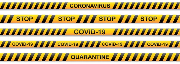 Warning Coronavirus Yellow Black Stripe Transparent Background — Stock Vector