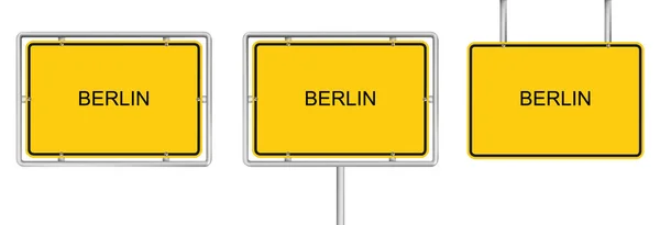Желтый Дорожный Знак Berlin Изолированы Белом Фоне — стоковый вектор
