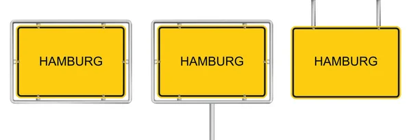 Желтый Дорожный Знак Hamburg Изолированы Белом Фоне — стоковый вектор