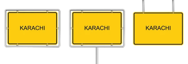 Желтый Дорожный Знак Карачи Изолированы Белом Фоне — стоковый вектор