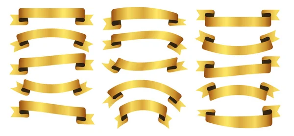 Guld Bånd Banner Etiket Gennemsigtig Baggrund – Stock-vektor