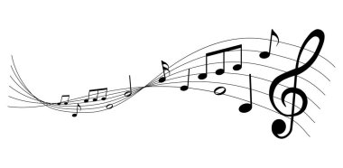 Beyaz arkaplanda müzik notaları - vektör illüstrasyonu