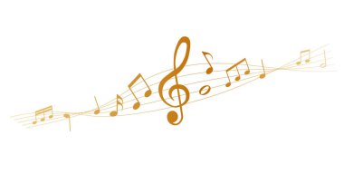 Beyaz arkaplanda altın notalar - vektör illüstrasyonu