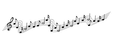 Beyaz arkaplanda müzik notaları - vektör illüstrasyonu