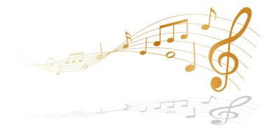 Şeffaf arkaplanda altın müzik notaları - vektör illüstrasyonu