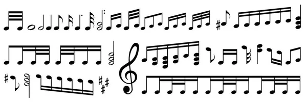 Icônes Note Musique Sur Fond Blanc — Image vectorielle