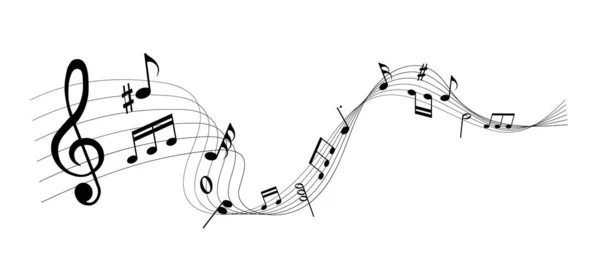 Notas Musicales Melodía Sobre Fondo Transparente — Vector de stock