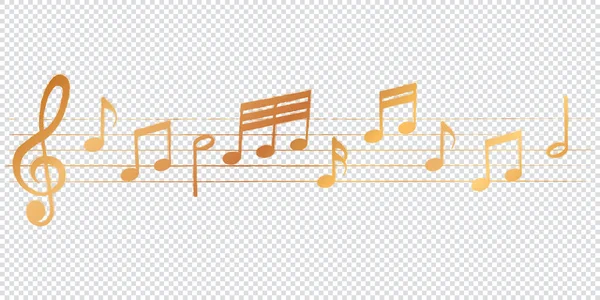 Notas Musicales Doradas Melodía Sobre Fondo Blanco Ilustración Vectorial — Archivo Imágenes Vectoriales