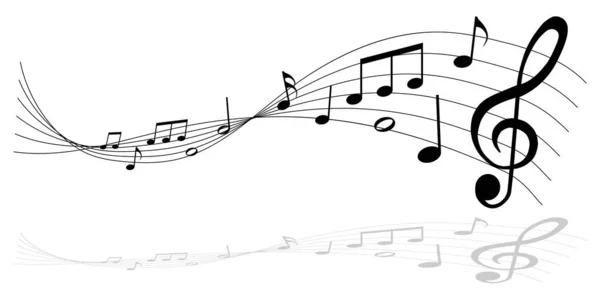 Notes Musique Mélodie Sur Fond Blanc Illustration Vectorielle — Image vectorielle