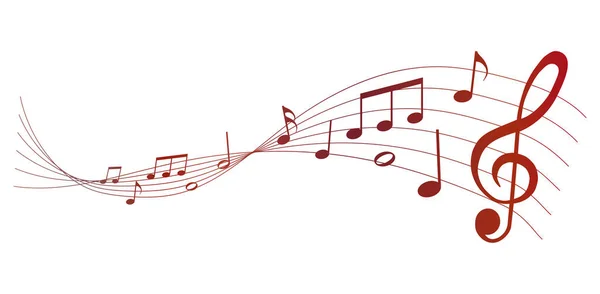 Notes Musique Rouge Mélodie Sur Fond Blanc Illustration Vectorielle — Image vectorielle
