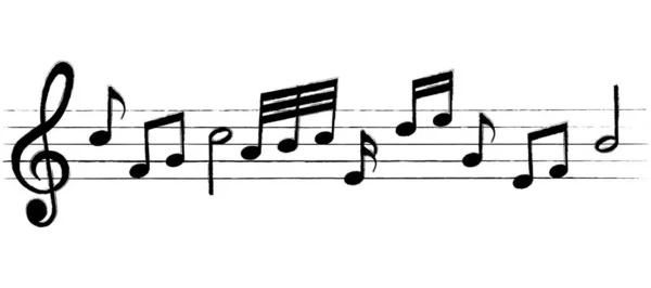 Melodia Notas Musicais Sobre Fundo Branco Ilustração Vetorial — Vetor de Stock