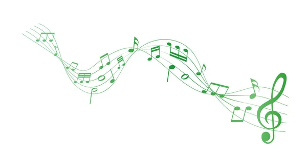 Groene Muzieknoten Melodie Witte Achtergrond Vector Illustratie — Stockvector