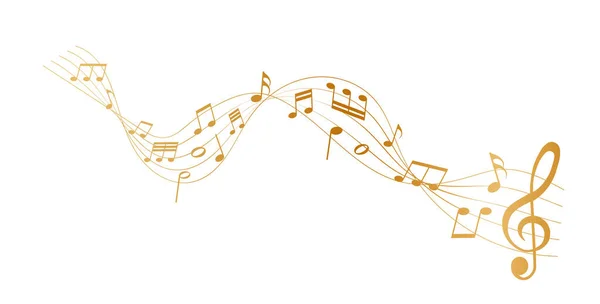 Gold Musikalische Noten Melodie Auf Weißem Hintergrund Vektorillustration — Stockvektor