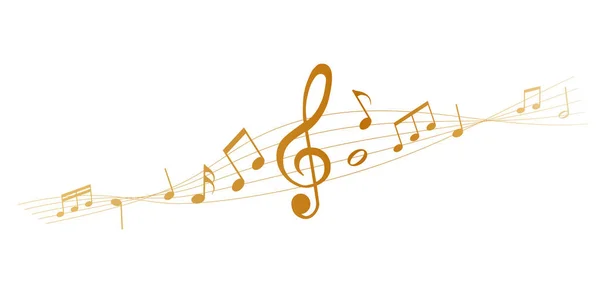 Melodia Notas Musicais Douradas Sobre Fundo Branco Ilustração Vetorial — Vetor de Stock