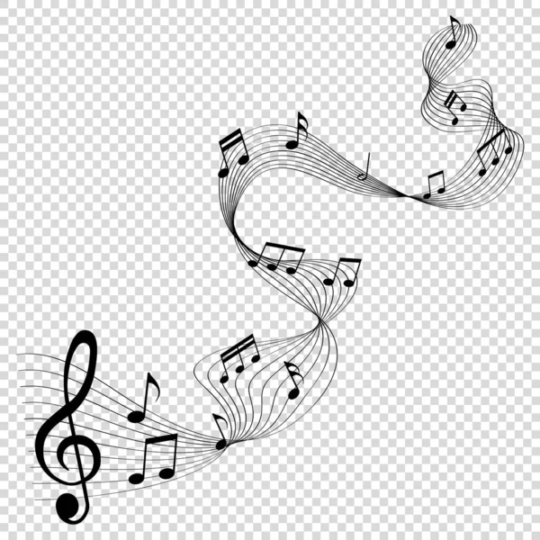 Notes Musique Mélodie Sur Fond Transparent Illustration Vectorielle — Image vectorielle