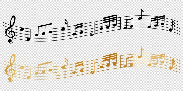 Notas Musicales Melodía Sobre Fondo Transparente — Vector de stock